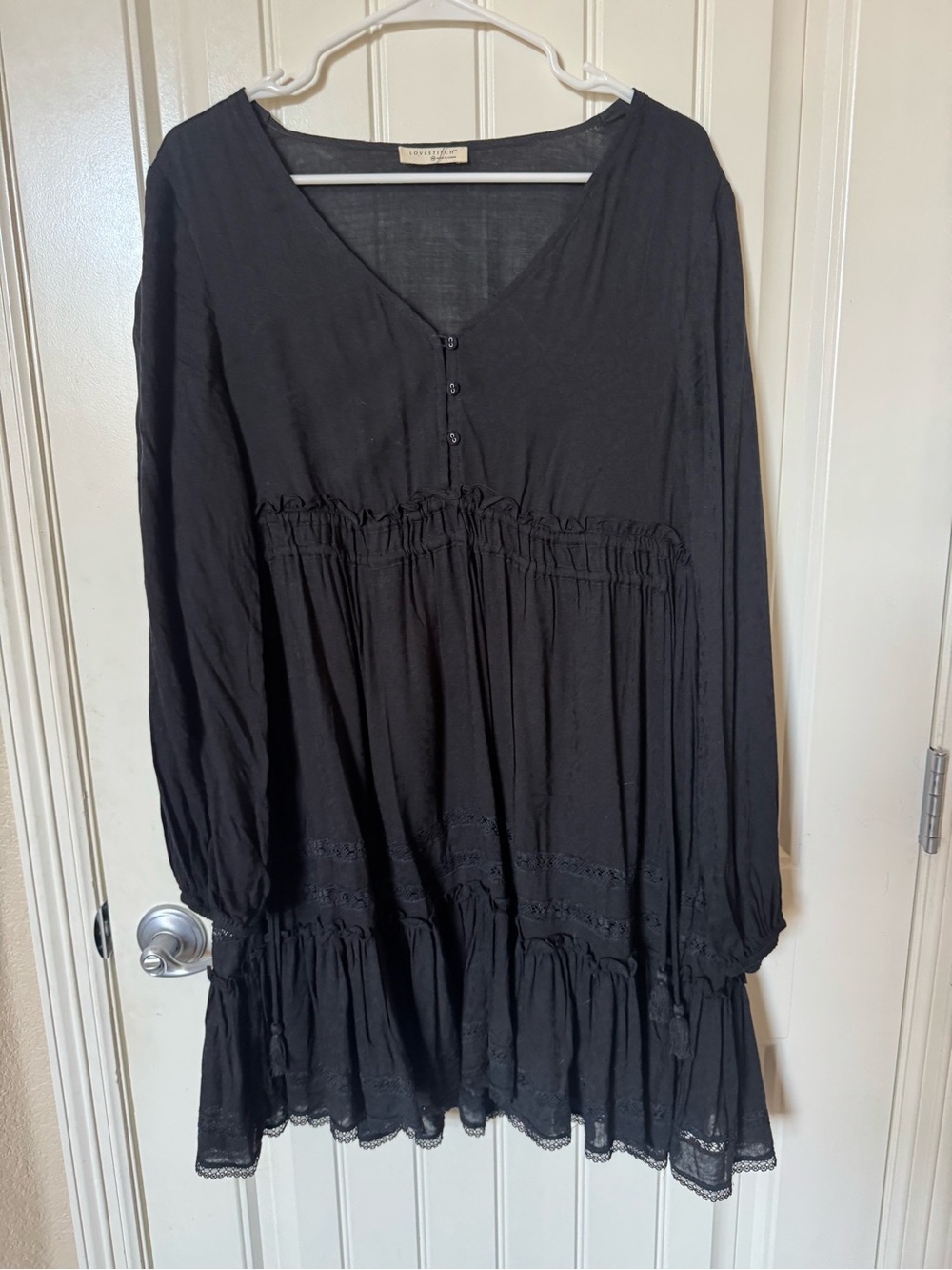 lovestitch Black V-Neck Relaxed Tunic dress